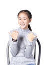 Portrait of cheerful asian teenager toothy smiling face on white Royalty Free Stock Photo