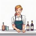 Portrait of a cheerful bartender working at a bar, skillfully preparing drinks and engaging with customers Royalty Free Stock Photo