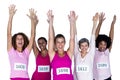 Portrait of cheerful female athletes with arms raised Royalty Free Stock Photo