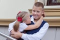 Portrait of cheerful and happy brother and sister Royalty Free Stock Photo