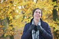 Portrait of a cheerful man smiling outdoors on a fall day Royalty Free Stock Photo