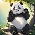 Portrait of cheerful panda parts