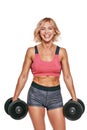 Cheerful female weightlifter Royalty Free Stock Photo