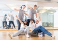 Teens hip hop dancers posing in studio Royalty Free Stock Photo