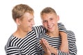 Portrait of cheerful two twin brothers Royalty Free Stock Photo