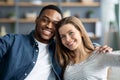 Portrait Of Cheerful Young Romantic Interracial Couple Taking Selfie Together At Home Royalty Free Stock Photo