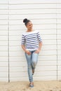 Portrait of a cheerful young woman relaxing outdoors Royalty Free Stock Photo