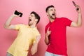 Portrait of a cheery gay male couple having fun Royalty Free Stock Photo