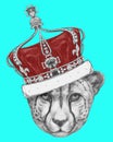 Portrait of Cheetah with crown. Royalty Free Stock Photo
