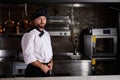 Portrait Chef Cook In White Uniform In Restaurant Kitchen At Work