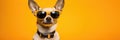 Portrait Chihuahua Dog With Sunglasses Orange Background Sunglasses, Chihuahua, Portrait, Orange, Do