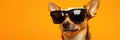 Portrait Chihuahua Dog With Sunglasses Orange Background Sunglasses, Chihuahua, Portrait, Orange, Do