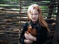 Portrait of a child with a bird Royalty Free Stock Photo