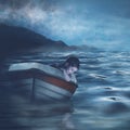 Portrait of a child in a boat Royalty Free Stock Photo