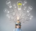 Child with toy virtual reality headset Royalty Free Stock Photo