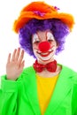 Portrait of child dressed as colorful funny clown Royalty Free Stock Photo