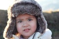 Portrait of a child with fur hat Royalty Free Stock Photo