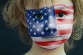 Portrait of a child with a painted American flag Royalty Free Stock Photo