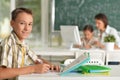 Portrait of children at school in the classroom Royalty Free Stock Photo