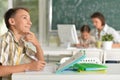 Portrait of children at school in the classroom Royalty Free Stock Photo