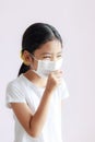 Portrait of a Children wearing sanitary masks and coughs Royalty Free Stock Photo