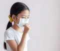 Portrait of Children wearing sanitary masks and coughs Royalty Free Stock Photo