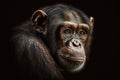 Portrait of a chimpanzee on a black background. Animal. Generative AI Royalty Free Stock Photo