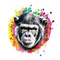 Portrait of a Chimpanzee head on black art