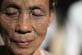 Portrait of a Chin tattooed woman in Myanmar Burma