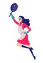 Portrait of cleaning super hero housewife with a frying pan. Royalty Free Stock Photo