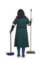 Portrait of a cleaning woman on white backgroound