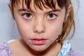 Portrait close up of a beautiful little girl with amazing brown