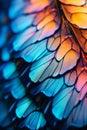 Macro butterfly wing. Closeup wing with vibrant details. AI generated.