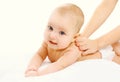 Portrait close-up baby massage back, child and health concept Royalty Free Stock Photo