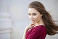 Portrait close up of young beautiful brunette woman Royalty Free Stock Photo