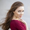 Portrait close up of young beautiful brunette woman Royalty Free Stock Photo