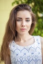 Portrait close up of young beautiful brunette woman Royalty Free Stock Photo