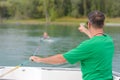 portrait coach during waterskiing training Royalty Free Stock Photo