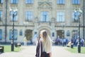 portrait of college student outdoors on campus Royalty Free Stock Photo