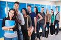 Multiethnic College Students Standing In A Row Royalty Free Stock Photo