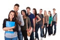 Portrait of college students standing in a line Royalty Free Stock Photo