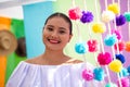 Portrait of Colombian young girl at the festival.