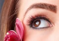 Portrait of colorful eyelash extensions Royalty Free Stock Photo