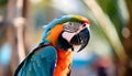 Portrait of colorful parrot on blurred background. Wild bird Royalty Free Stock Photo