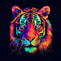 Portrait of an colorful tiger illustration design generative ai Royalty Free Stock Photo