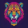 Portrait of an colorful tiger illustration design generative ai Royalty Free Stock Photo