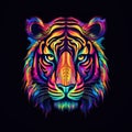 Portrait of an colorful tiger illustration design generative ai Royalty Free Stock Photo