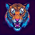 Portrait of an colorful tiger illustration design generative ai Royalty Free Stock Photo