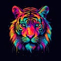 Portrait of an colorful tiger illustration design generative ai Royalty Free Stock Photo