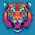 Portrait of an colorful tiger illustration design generative ai Royalty Free Stock Photo